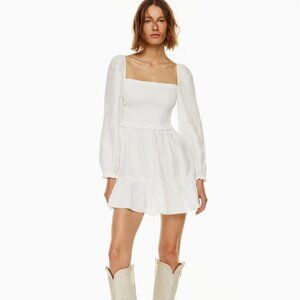 Aritzia Wilfred White Long Sleeve Linen Mini Dress XXS